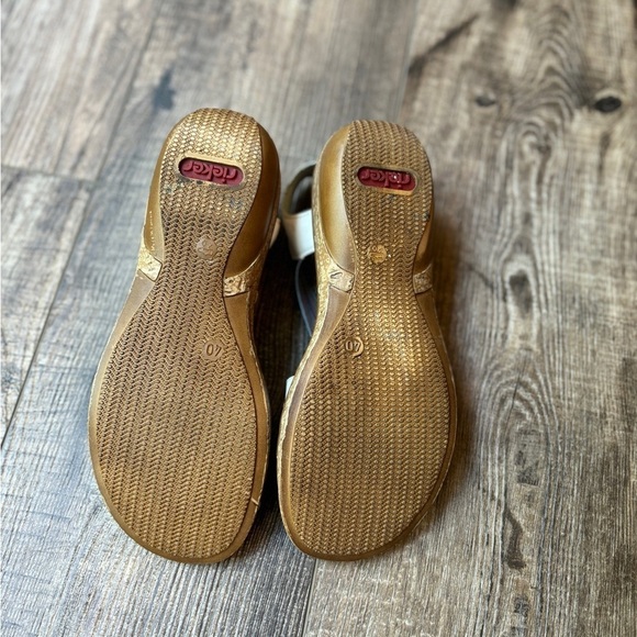 Rieker Spring Step Karmel Leather White Women's Wedge Sandals Size 40 - Picture 6 of 11